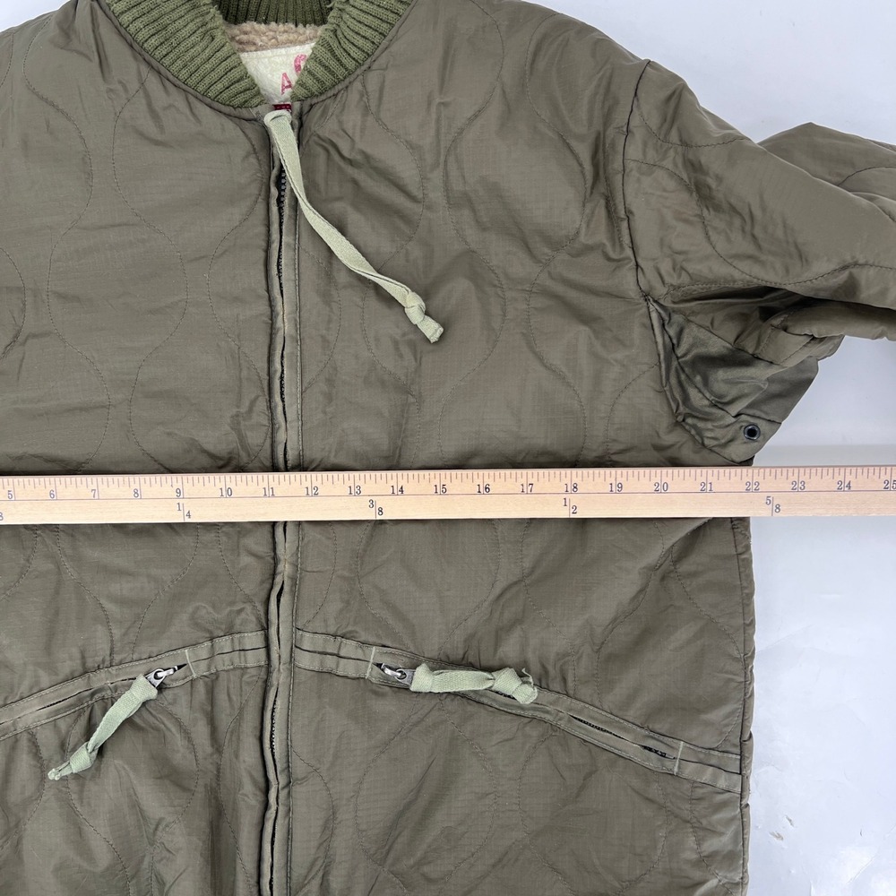 Y2K Abercrombie & Fitch A92 Mens Quilted Sherpa‎ Bomber Jacket Military Field - Picture 7 of 10